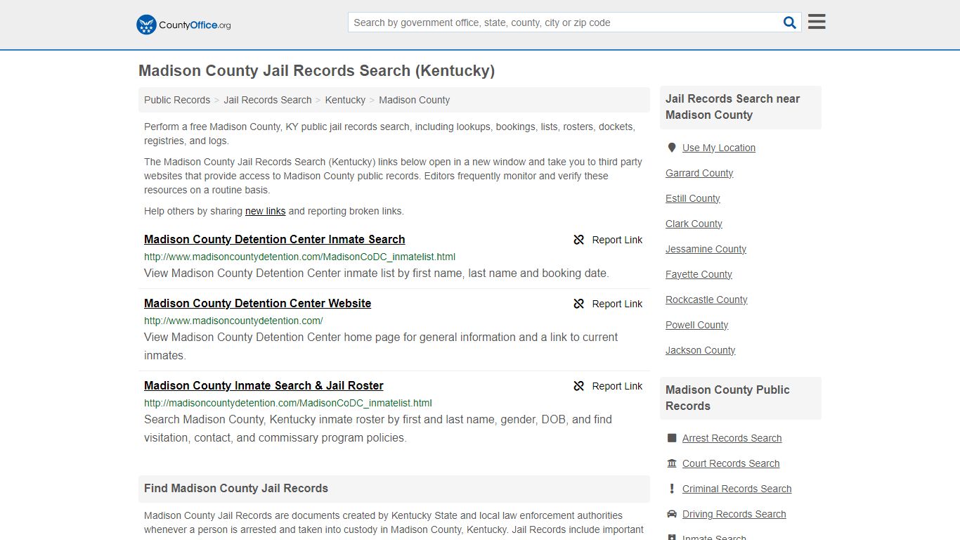 Jail Records Search - Madison County, KY (Jail Rosters & Records)